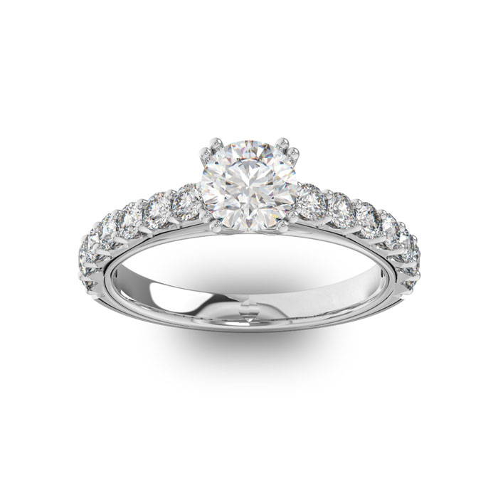 1.5 Carat Round Shape Double Prong Set Engagement Ring in 14K Whi