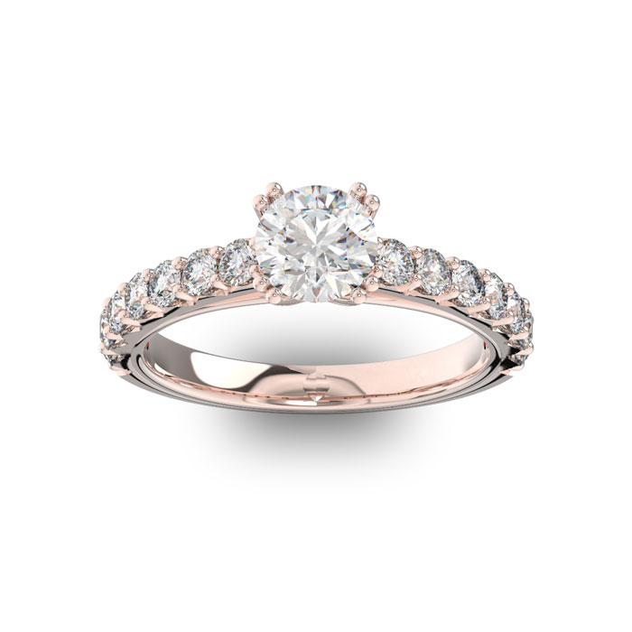 1.5 Carat Round Shape Double Prong Set Engagement Ring in 14K Ros