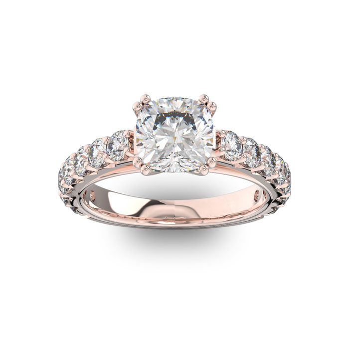 4 1/2 Carat Round Shape Double Prong Set Engagement Ring in 14K R