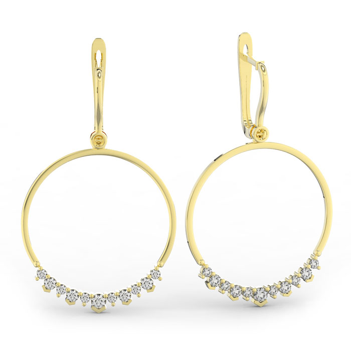 14k Yellow Gold (10.4 g) 1 1/3 Carat Diamond Circle Dangle Earrings by SuperJeweler