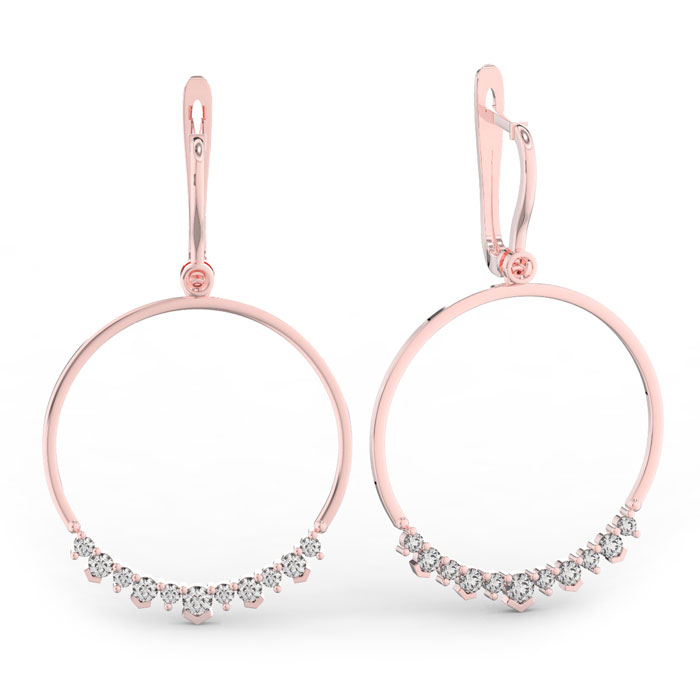 14k Rose Gold (10.4 g) 1 1/3 Carat Diamond Circle Dangle Earrings,  by SuperJeweler