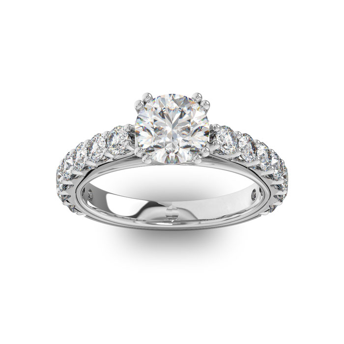 2.5 Carat Round Shape Double Prong Set Engagement Ring in 14K White Gold (5 g) (