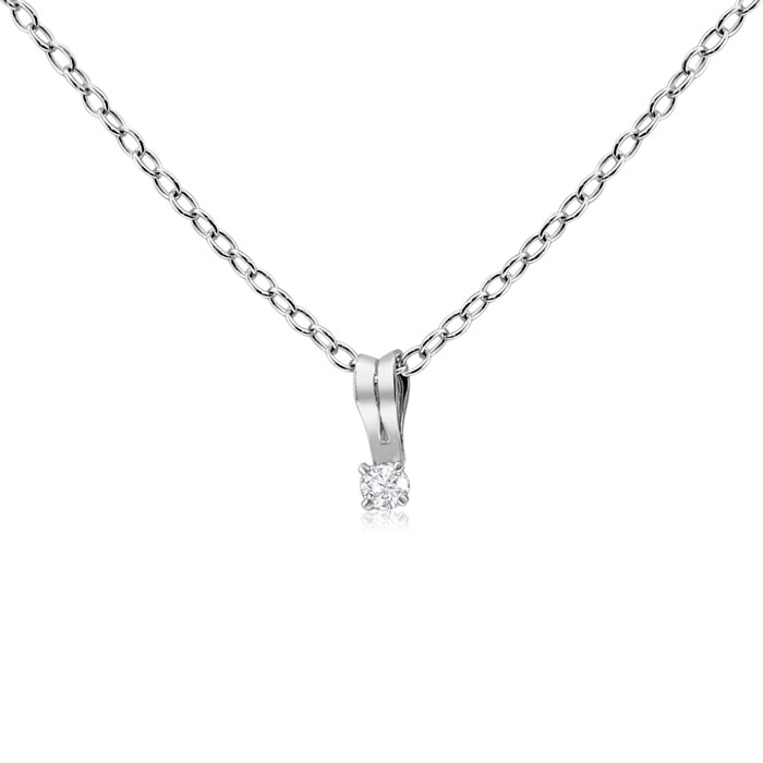 .025 Carat Diamond Necklace in Sterling Silver, 18 Inches,  by SuperJeweler