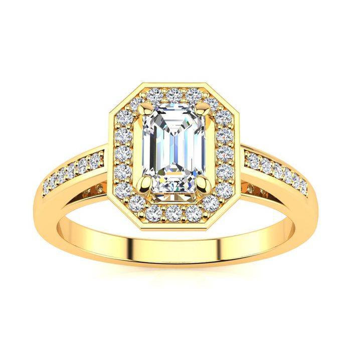 1 Carat Halo Diamond Engagement Ring in 14K Yellow Gold (4.3 g) (  SI1-SI2 Clarity Enhanced)  Size 9 by SuperJeweler