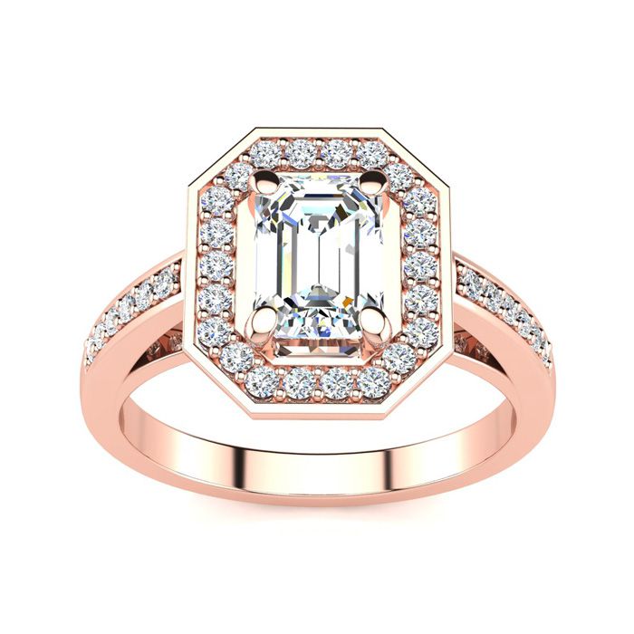 1 1/3 Carat Halo Diamond Engagement Ring in 14K Rose Gold (4.4 g) (  SI1-SI2 Clarity Enhanced)  Size 9 by SuperJeweler