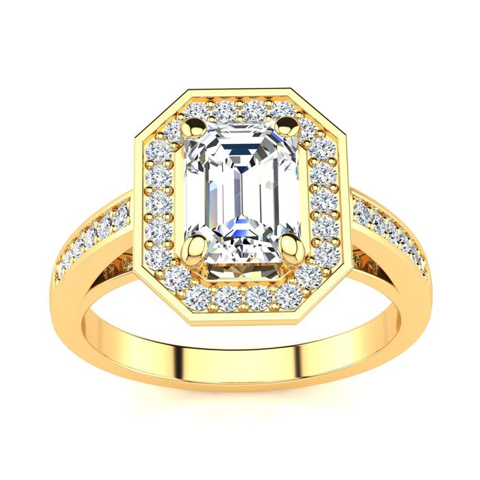 2 Carat Halo Diamond Engagement Ring in 14K Yellow Gold (5 g) (  SI1-SI2 Clarity Enhanced)  Size 7 by SuperJeweler