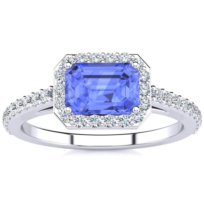 1.5 Carat Tanzanite & Halo Diamond Ring in 14K White Gold (2.8 g),  by SuperJeweler