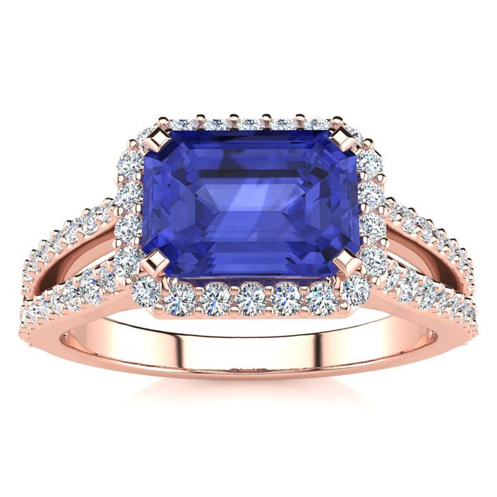 1.5 Carat Antique Tanzanite & Halo Diamond Ring in 14K Rose Gold (3.9 g),  by SuperJeweler