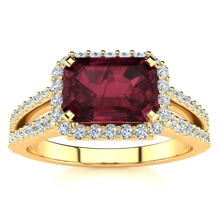 1 3/4 Carat Antique Garnet & Halo Diamond Ring in 14K Yellow Gold (3.9 g),  by SuperJeweler