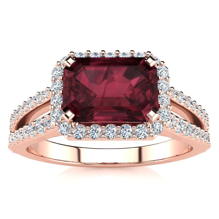 1 3/4 Carat Antique Garnet & Halo Diamond Ring in 14K Rose Gold (3.9 g),  by SuperJeweler