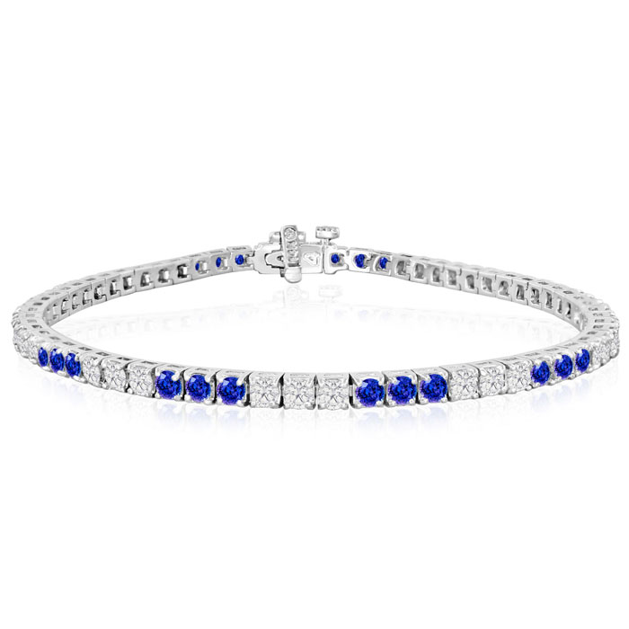 5 Carat Tanzanite & Diamond Bracelet in 14K White Gold (12 g), , 7 Inch by SuperJeweler