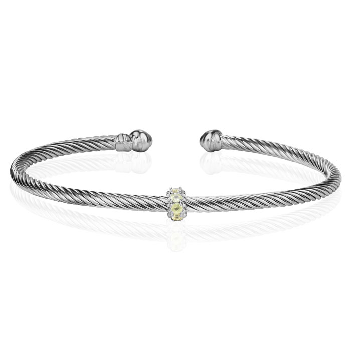 Sterling Silver 1/4 Carat Peridot Bangle Bracelet, 7 Inch by SuperJeweler