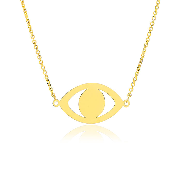 Adjustable Evil Eye Necklace in 14K Yellow Gold, 16-18 Inches by SuperJeweler