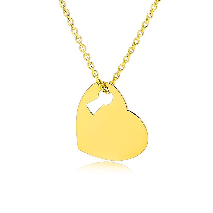 Adjustable Key To My Heart Necklace in 14K Yellow Gold, 16-18 Inches by SuperJeweler