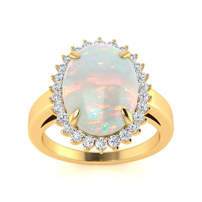 4 Carat Opal & Diamond Ballerina Ring in 14K Yellow Gold (5 g),  by SuperJeweler