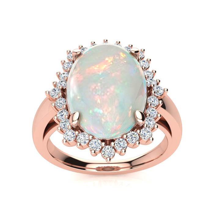 4 Carat Opal & Diamond Ballerina Ring in 14K Rose Gold (5.5 g),  by SuperJeweler