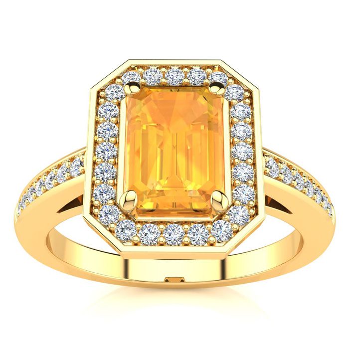 1 Carat Citrine & Halo Diamond Ring in 14K Yellow Gold (4.6 g),  by SuperJeweler