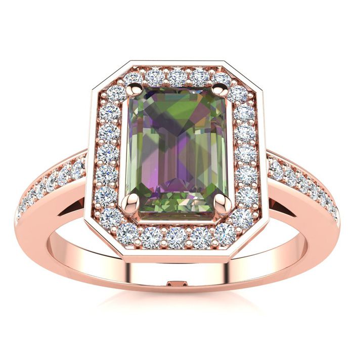 1 Carat Mystic Topaz & Halo Diamond Ring in 14K Rose Gold (4.6 g),  by SuperJeweler