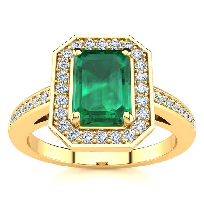 1 Carat Emerald Cut & Halo Diamond Ring in 14K Yellow Gold (4.6 g),  by SuperJeweler