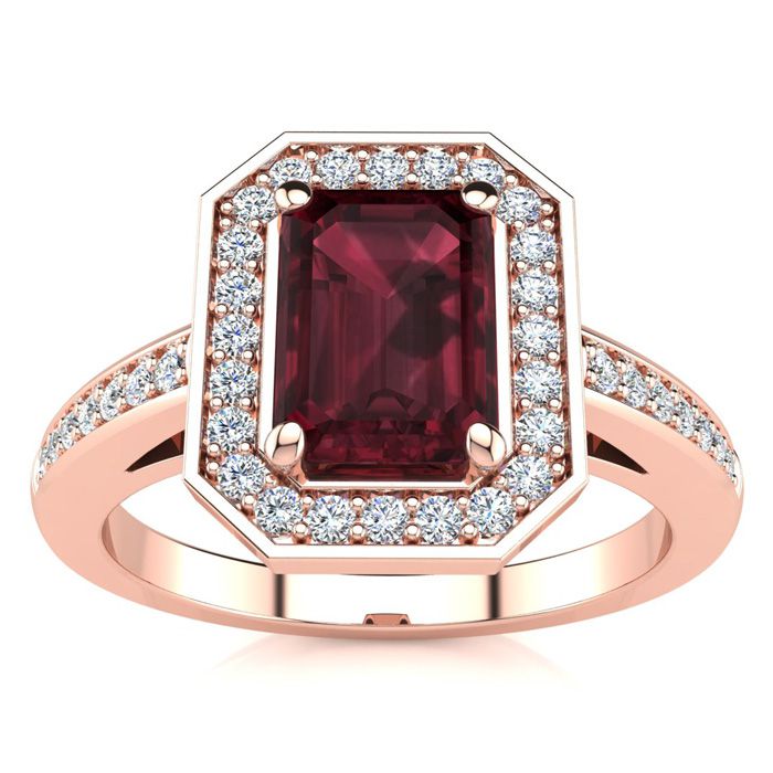 1.5 Carat Garnet & Halo Diamond Ring in 14K Rose Gold (4.6 g),  by SuperJeweler