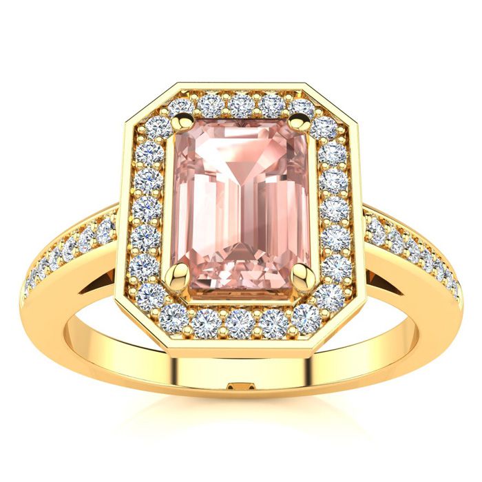 1 Carat Morganite & Halo Diamond Ring in 14K Yellow Gold (4.6 g),  by SuperJeweler