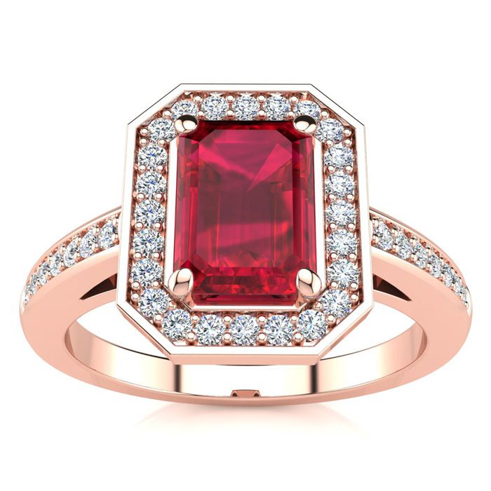 1.25 Carat Ruby & Halo Diamond Ring in 14K Rose Gold (4.6 g),  by SuperJeweler