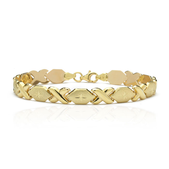 Yellow Gold (5.1 g) Stampato XO Bracelet, 7 Inches by SuperJeweler