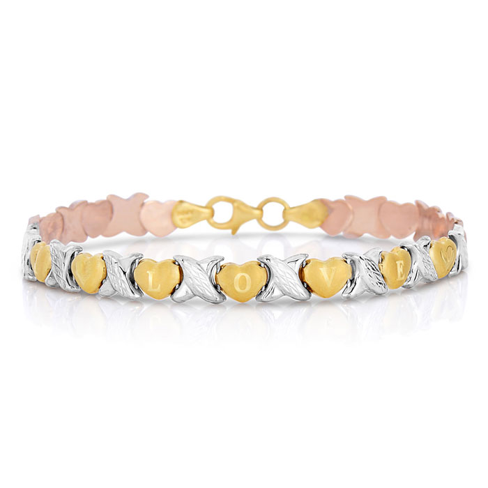 Yellow & White Gold (5.2 g) I Love You Bracelet, 7 Inches by SuperJeweler