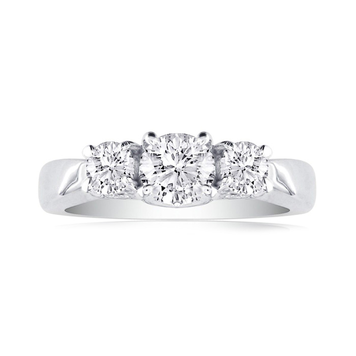 1/4 Carat Trellis Motif Fine Three Diamond Engagement Ring in White Gold (, SI2-I1) by SuperJeweler