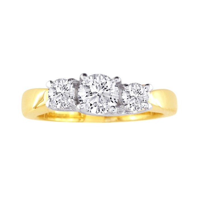 1/4 Carat Trellis Motif Three Diamond Engagement Ring in  Two Tone Gold (, SI2-I1) by SuperJeweler