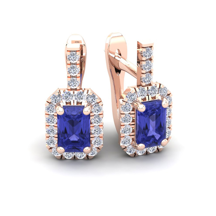 1 3/4 Carat Tanzanite & Halo Diamond Dangle Earrings in 14K White Gold (3.4 g),  by SuperJeweler