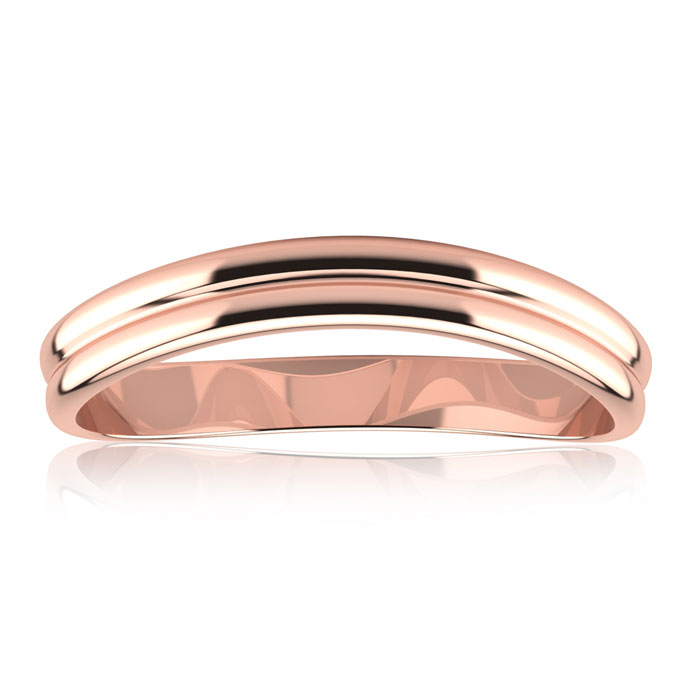 Rose Gold (1.4 g) 3MM Comfort Fit Curved Double Wave Thumb Ring by SuperJeweler