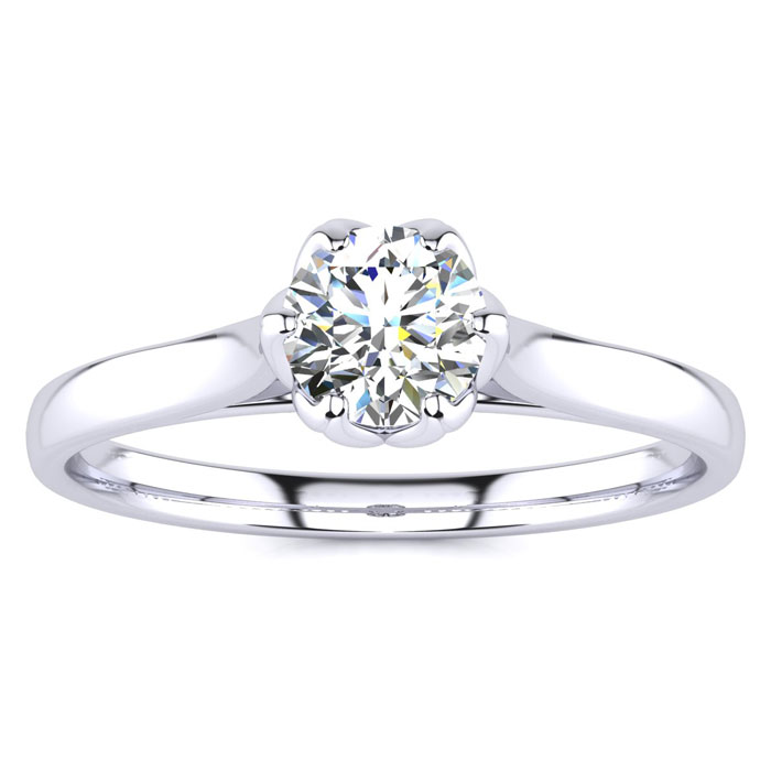 1/2 Carat Diamond Solitaire Engagement Ring in 14K White Gold (3.3 g) (, SI2-I1) by SuperJeweler