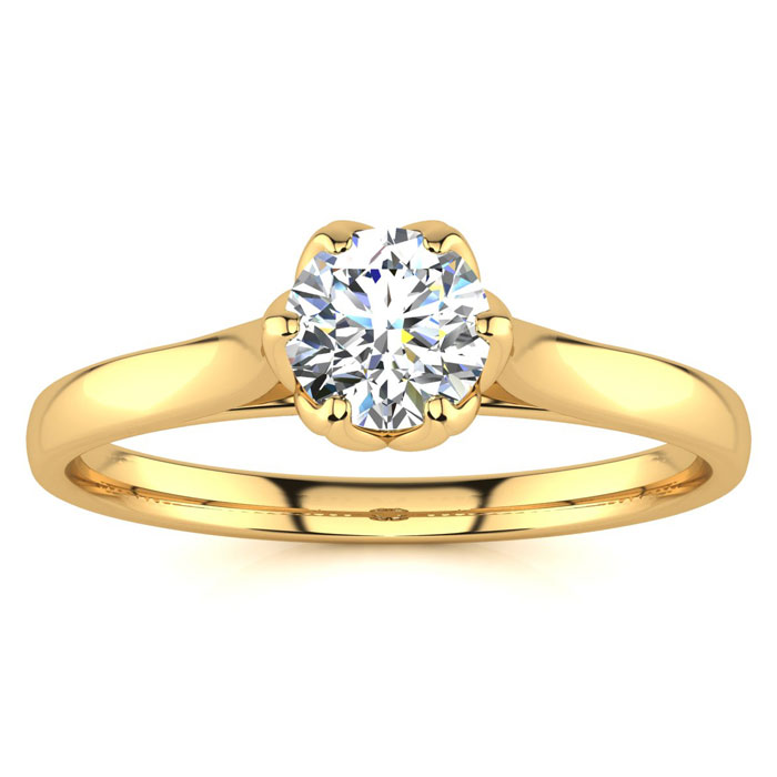 1/2 Carat Diamond Solitaire Engagement Ring in 14K Yellow Gold (3.3 g) (, SI2-I1) by SuperJeweler