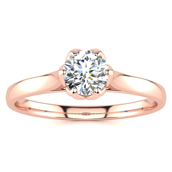 1/2 Carat Diamond Solitaire Engagement Ring in 14K Rose Gold (3.3 g) (, SI2-I1) by SuperJeweler