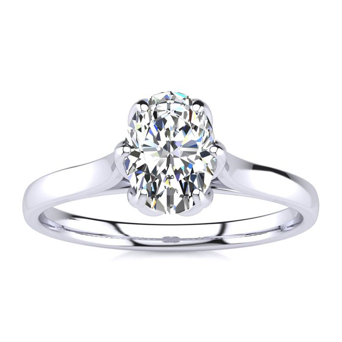 3/4 Carat Oval Shape Solitaire Engagement Ring in 14K White Gold (3.3 g) (, SI2-I1) by SuperJeweler