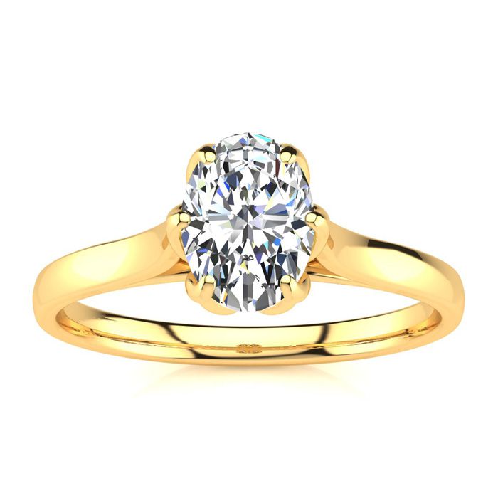 3/4 Carat Oval Shape Solitaire Engagement Ring in 14K Yellow Gold (3.3 g) (, SI2-I1) by SuperJeweler