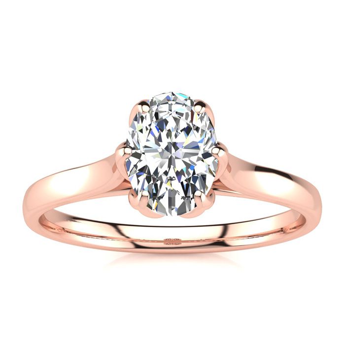 3/4 Carat Oval Shape Solitaire Engagement Ring in 14K Rose Gold (3.3 g) (, SI2-I1) by SuperJeweler