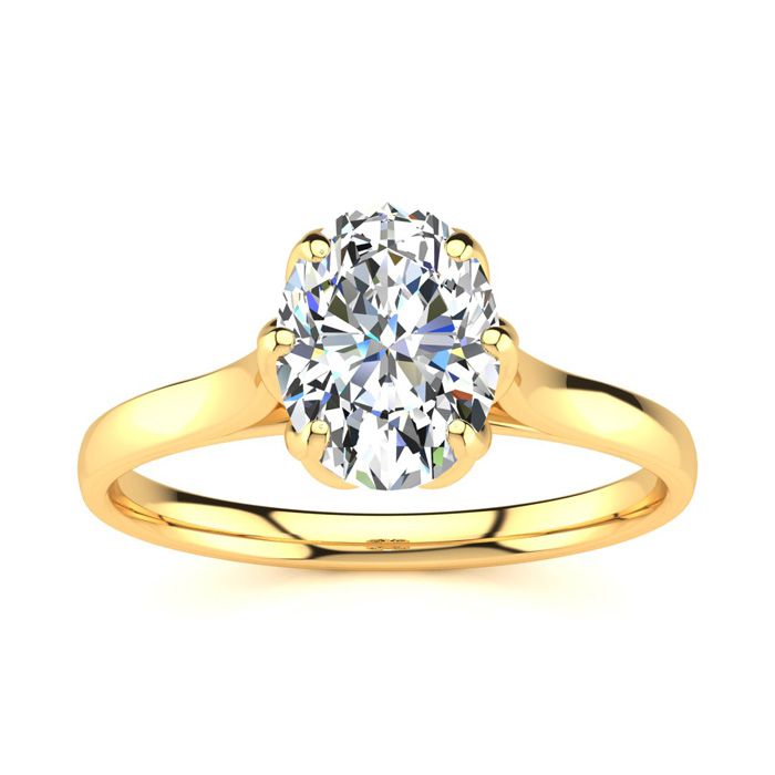 1 Carat Oval Shape Solitaire Engagement Ring in 14K Yellow Gold (3.5 g) (  SI2-I1)  Size 5.5 by SuperJeweler