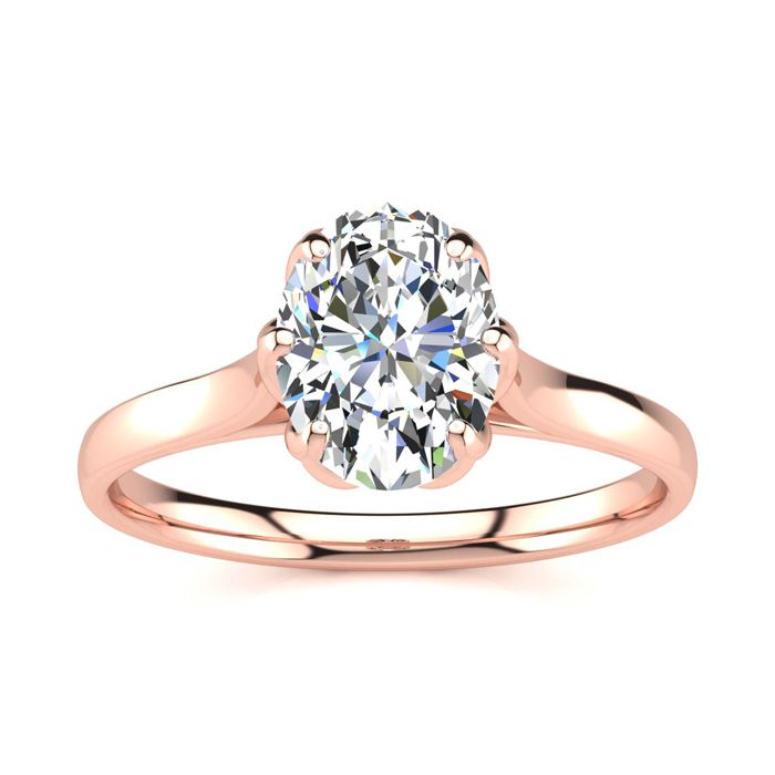 1 Carat Oval Shape Solitaire Engagement Ring in 14K Rose Gold (3.5 g) (  SI2-I1)  Size 9 by SuperJeweler