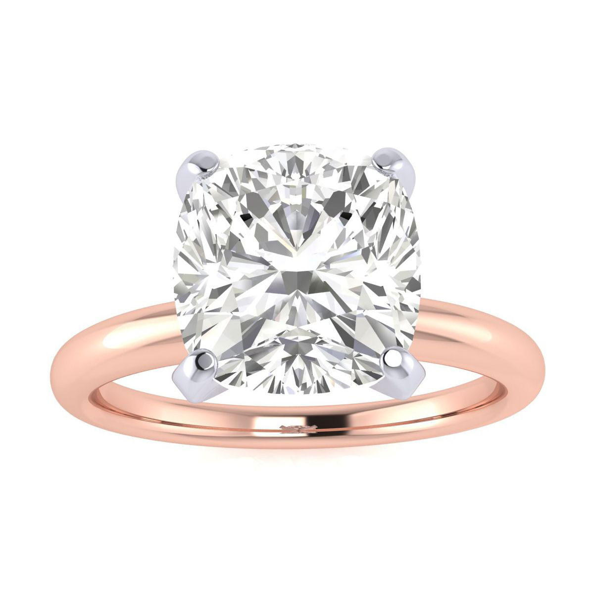 3 Carat Cushion Cut Diamond Engagement Ring in 14K Rose Gold (6.2