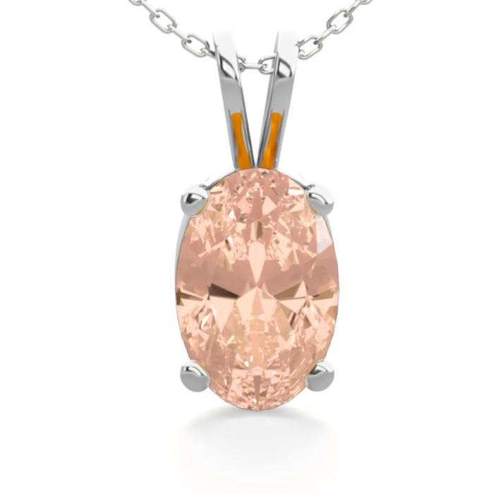 1/2 Carat Oval Shape Morganite Necklace in Sterling Silver, 18 Inches by SuperJeweler