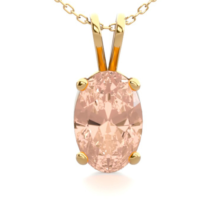 1/2 Carat Oval Shape Morganite Necklace in 14K Yellow Gold Over Sterling Silver, 18 Inches by SuperJeweler