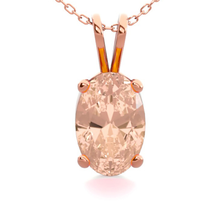 1/2 Carat Oval Shape Morganite Necklace in 14K Rose Gold Over Sterling Silver, 18 Inches by SuperJeweler