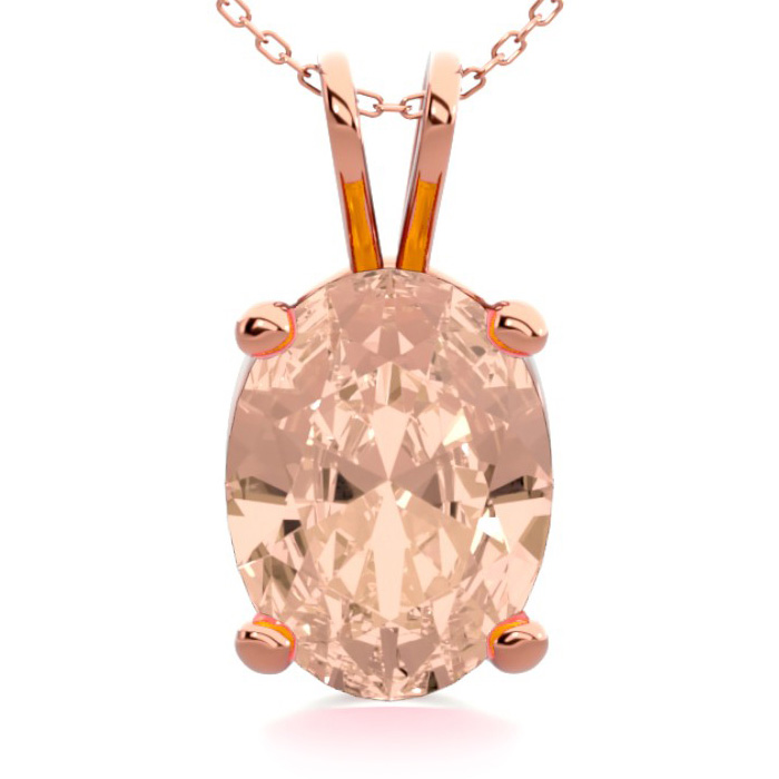 1 Carat Oval Shape Morganite Necklace in 14K Rose Gold Over Sterling Silver, 18 Inches by SuperJeweler