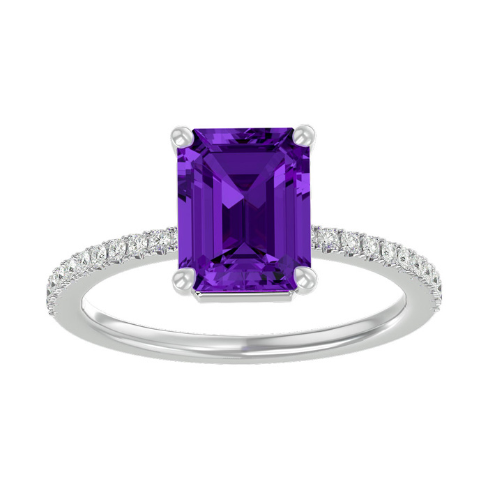 1.5 Carat Amethyst & Diamond Ring in 14K White Gold (2.6 g),  by SuperJeweler