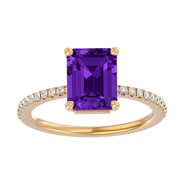 1.5 Carat Amethyst & Diamond Ring in 14K Yellow Gold (2.6 g),  by SuperJeweler