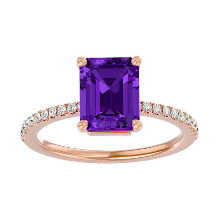 1.5 Carat Amethyst & Diamond Ring in 14K Rose Gold (2.6 g),  by SuperJeweler