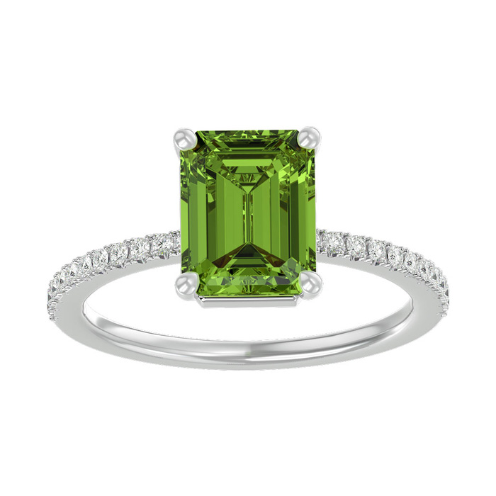 2 Carat Peridot & Diamond Ring in 14K White Gold (2.6 g),  by SuperJeweler