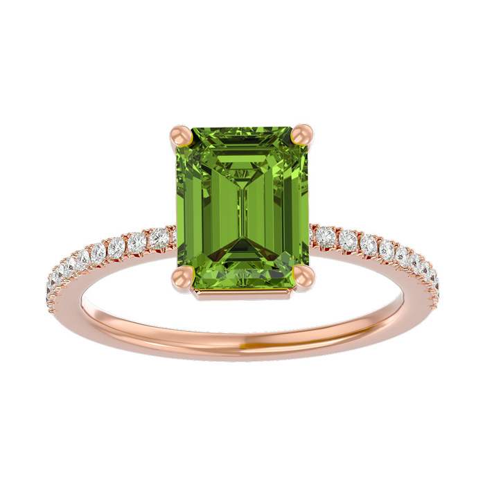 2 Carat Peridot & Diamond Ring in 14K Rose Gold (2.6 g),  by SuperJeweler